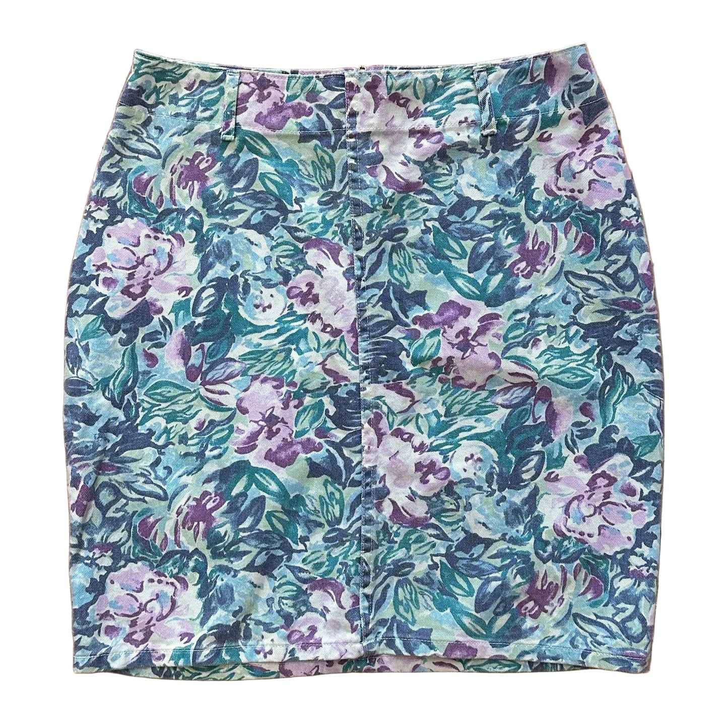 80s Denim Floral Skirt (L)