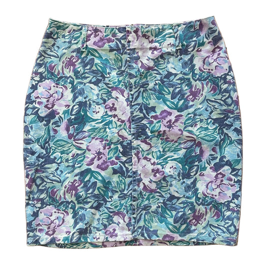 80s Denim Floral Skirt (L)