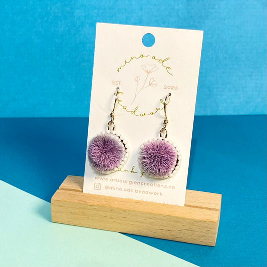 Light Purple Tufted Beaded Earrings