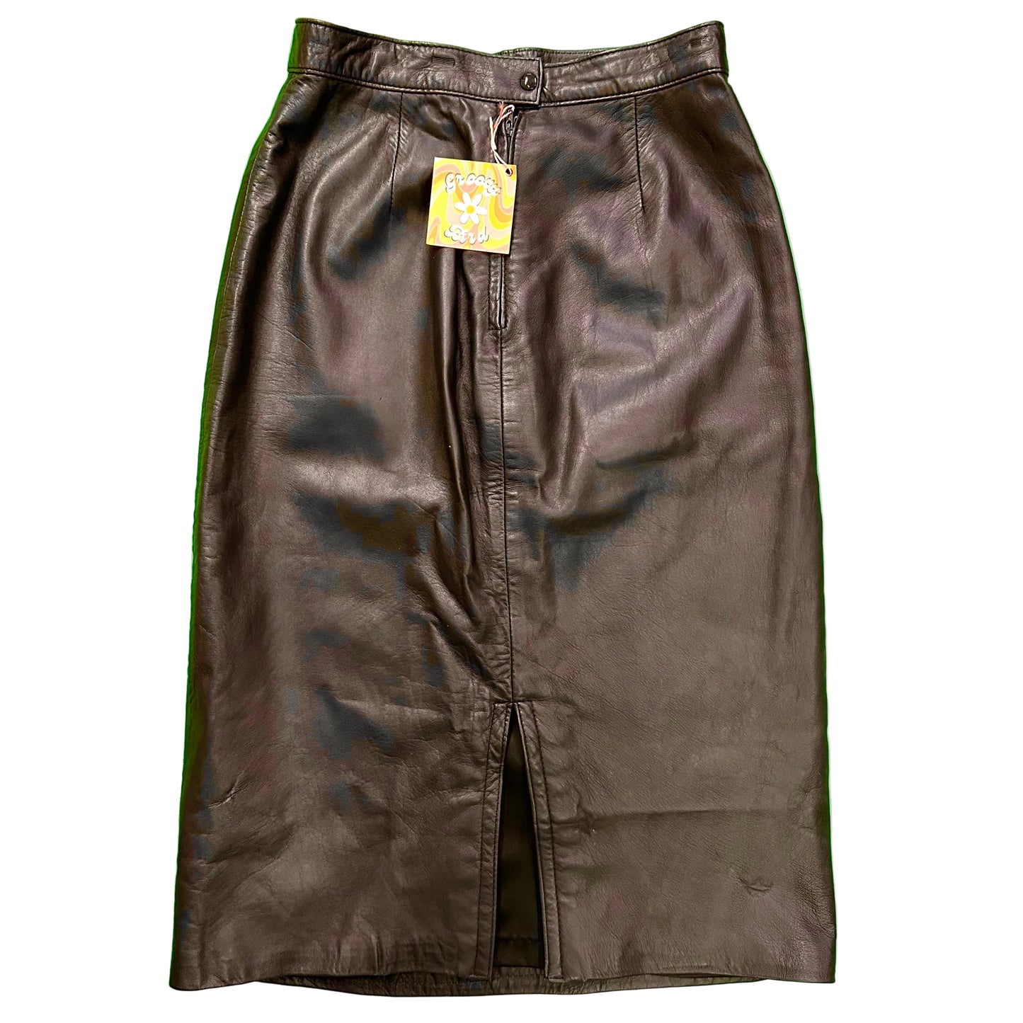 Pink Daisy Accent Leather Skirt