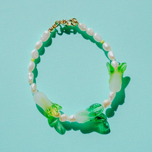 Bok Choy & Fresh Water Pearl Bracelet