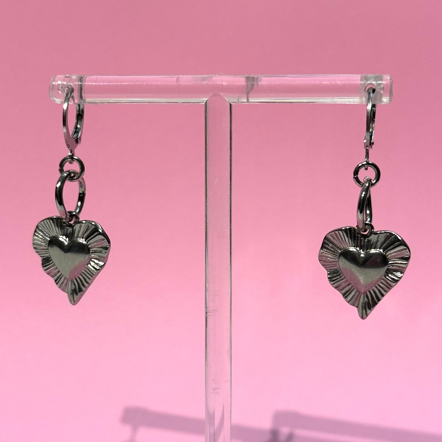 Silver Heart Burst Earrings