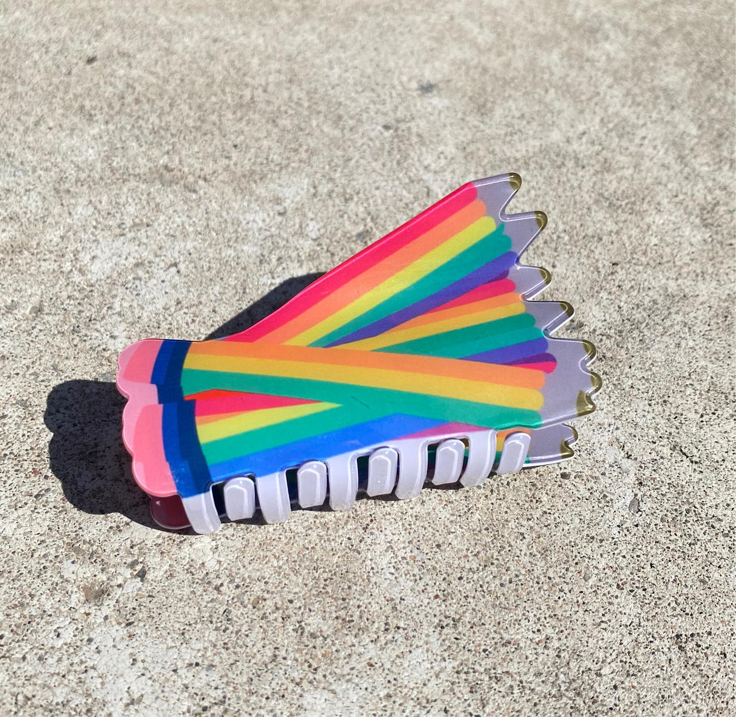 Rainbow Pencil Crayons Hairclip