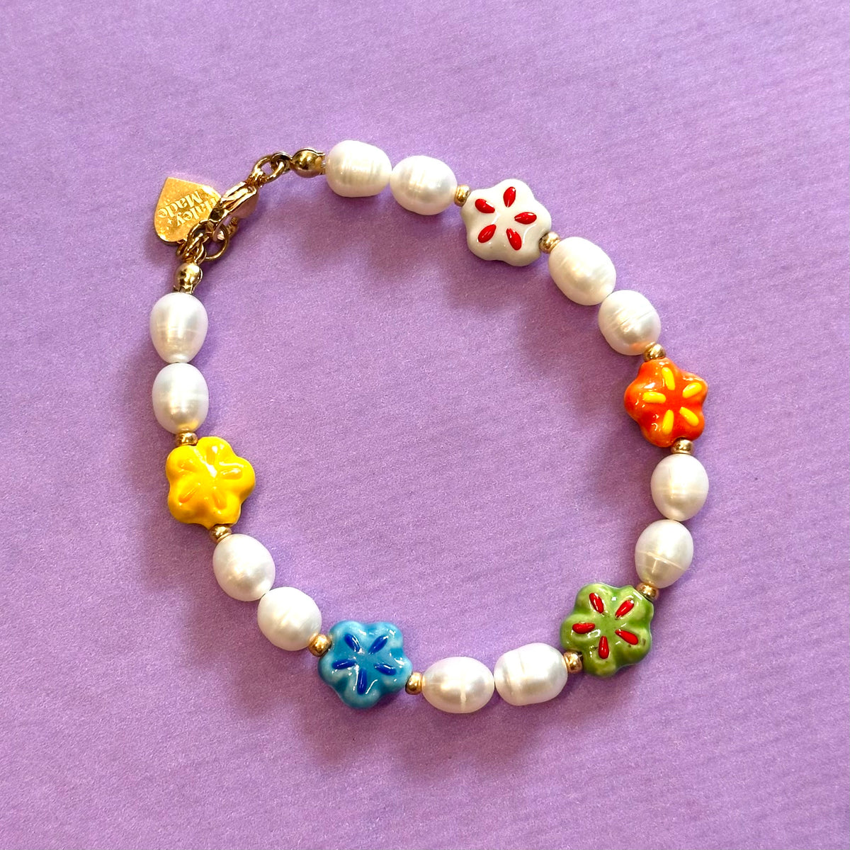 Flower and Fresh Water Pearl Bracelet