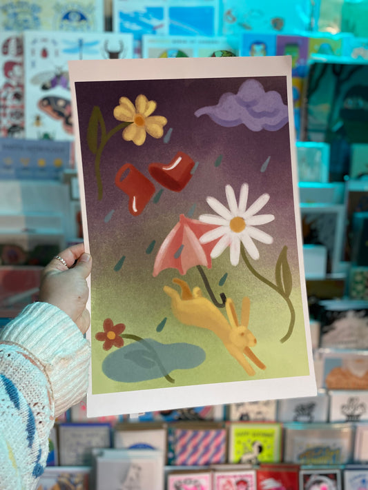 Flower + Bunny Print
