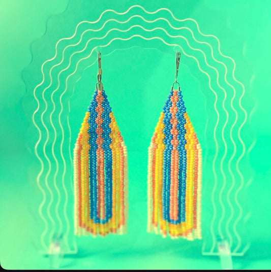 Retro Rainbow Beaded Earrings