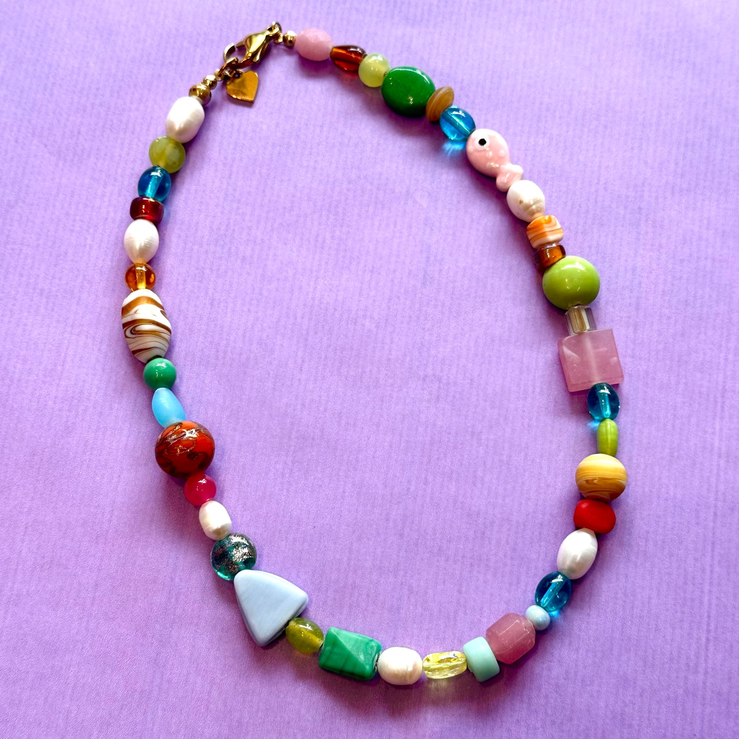 Multicoloured Beaded Pearl Necklace