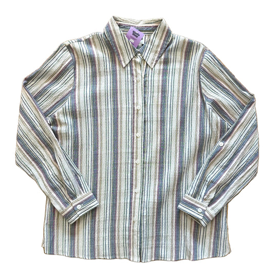 Y2K Pastel & Gold Striped Buttoned Shirt (L)