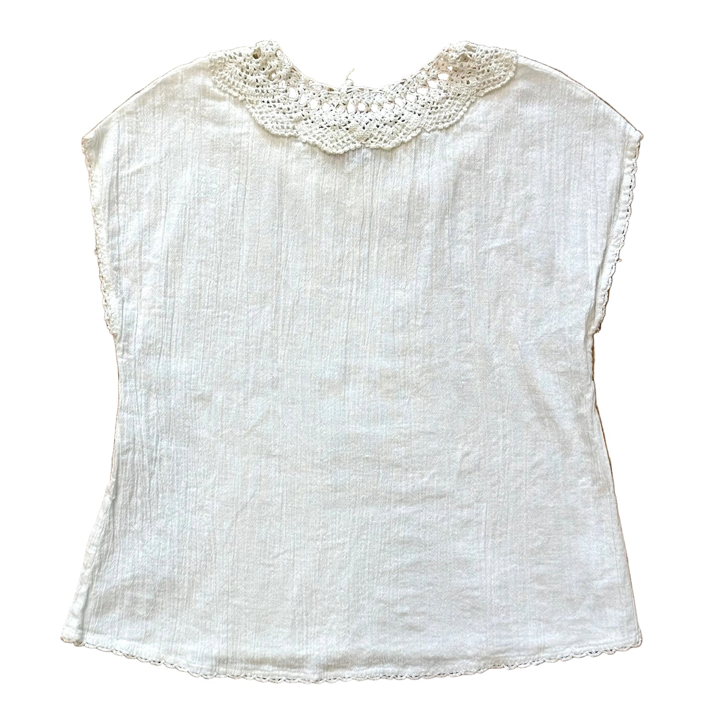 70s Eyelet Lace Cotton Top (M)