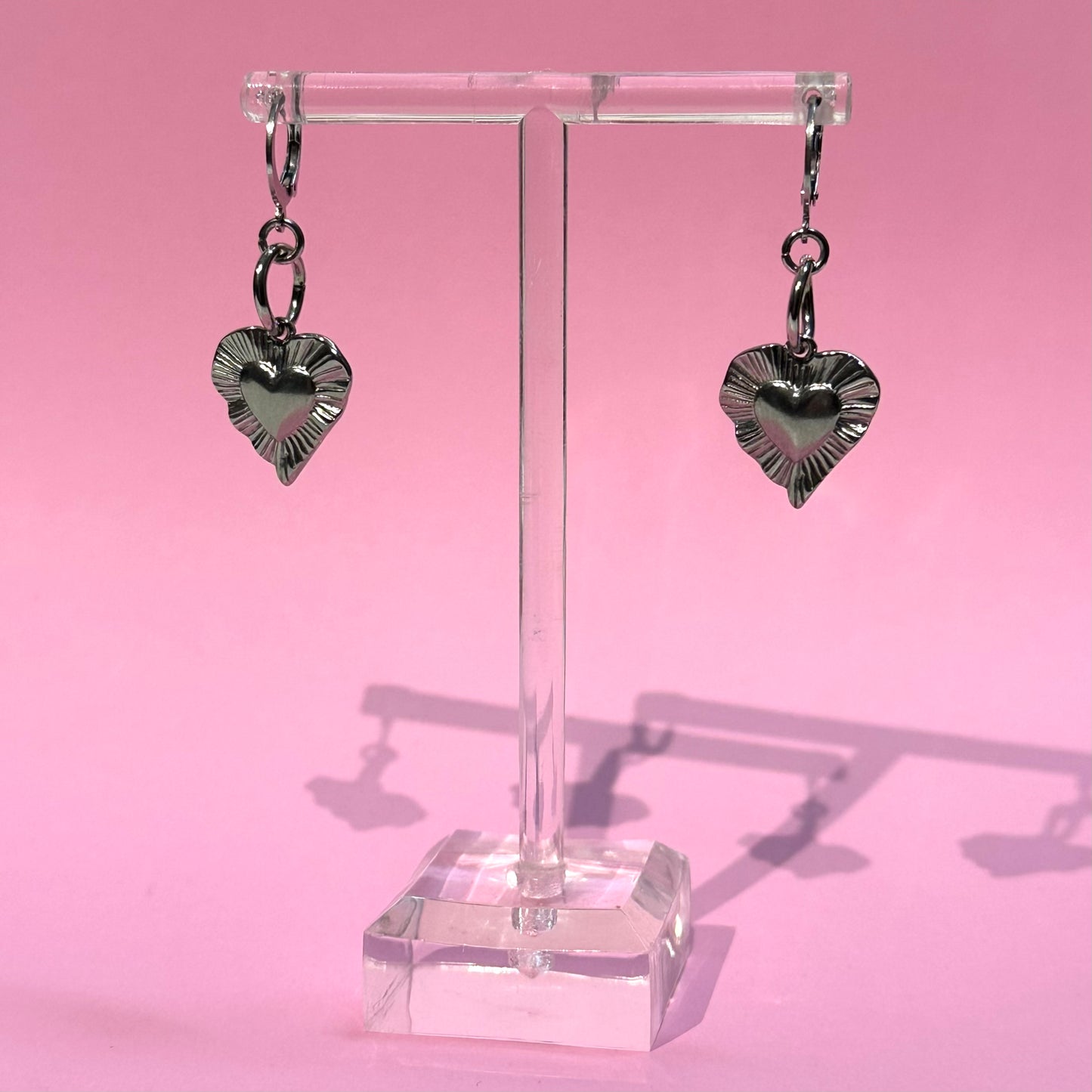 Silver Heart Burst Earrings