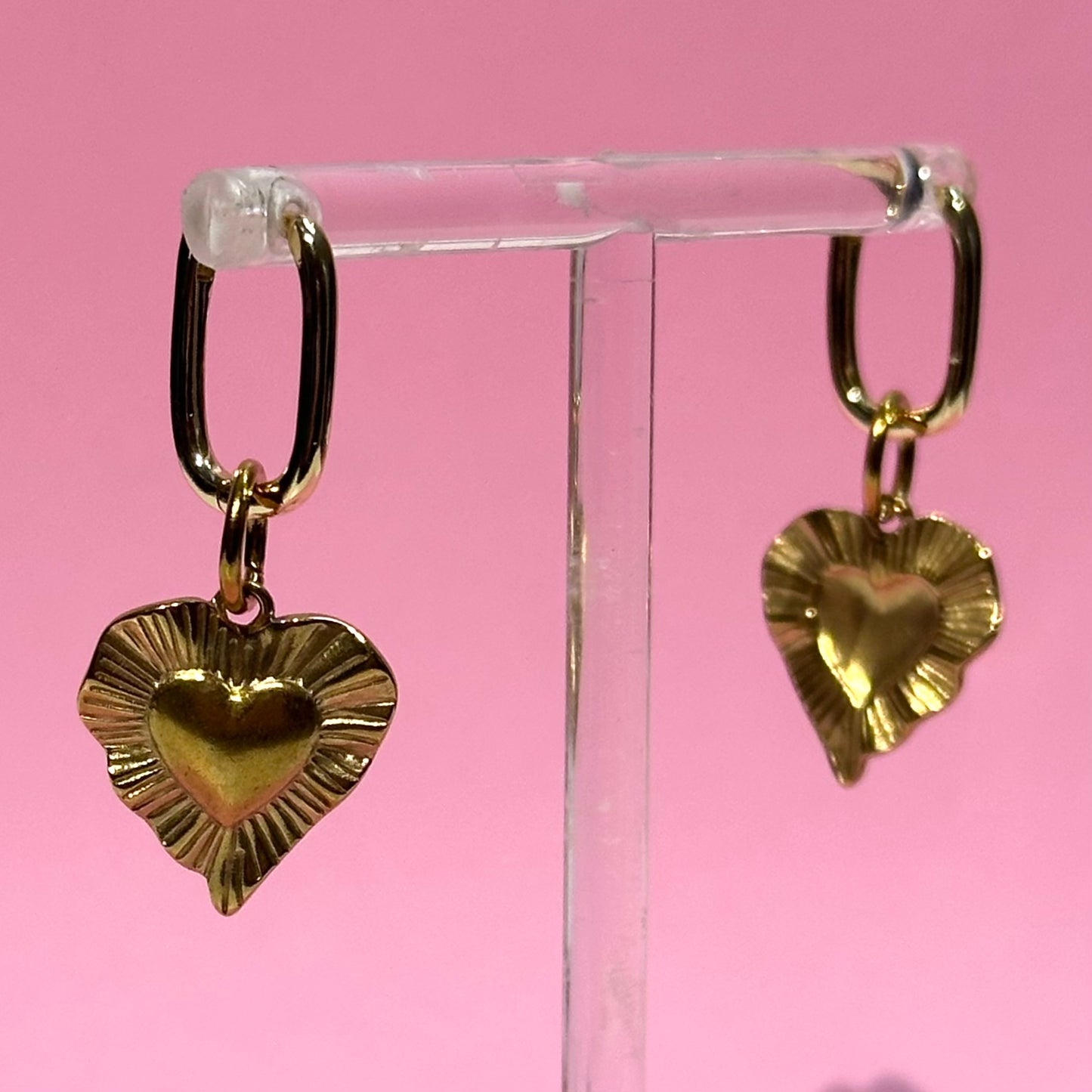 Gold Heart Burst Earrings