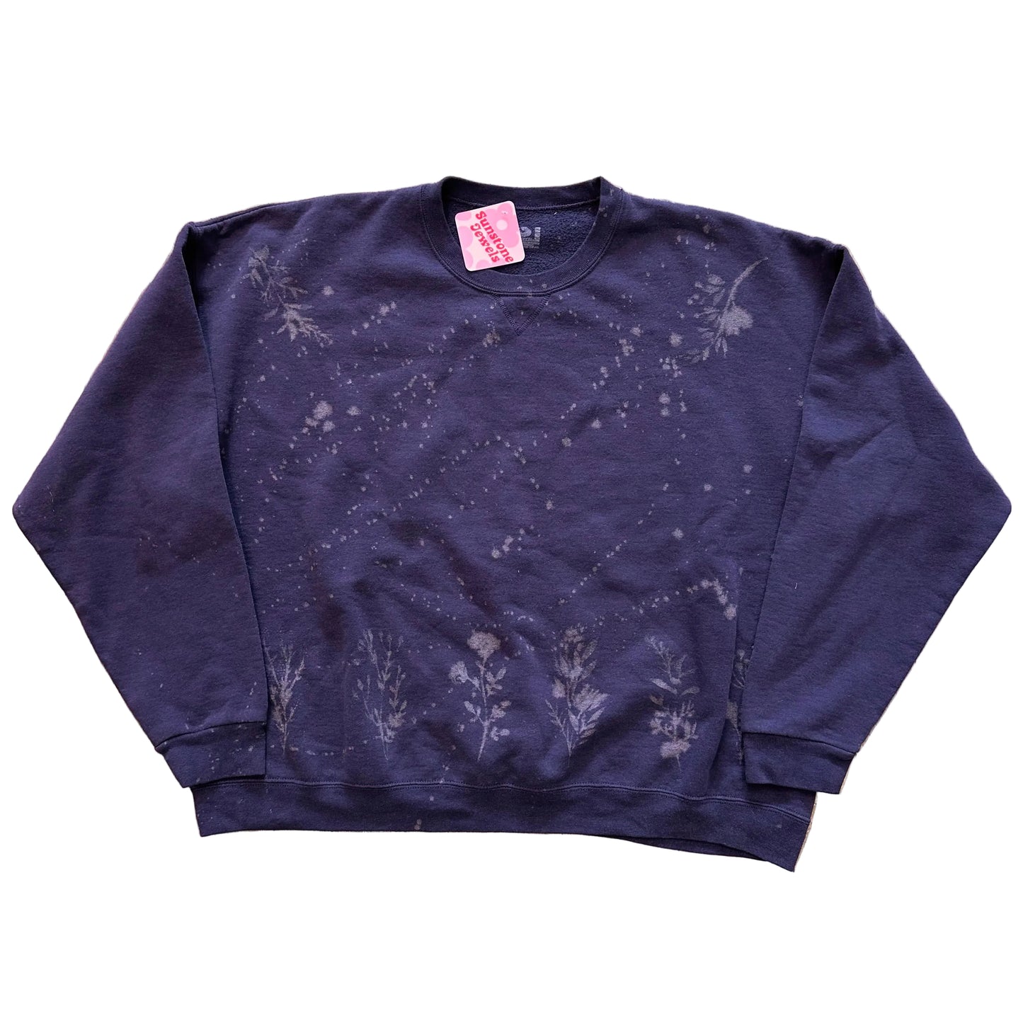 Blue Floral Bleach Crewneck Sweater (2XL)
