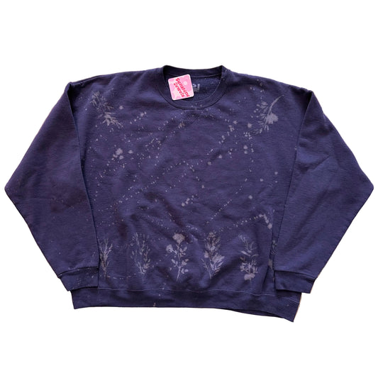 Blue Floral Bleach Crewneck Sweater (2XL)