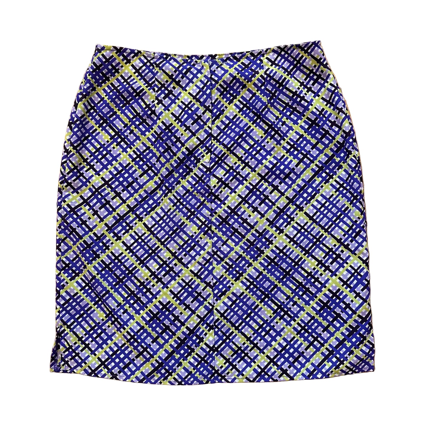 90s Bold Lattice Plaid Skirt (M)