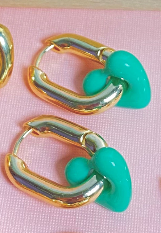 Mixed Feelings Heart Huggie Earrings