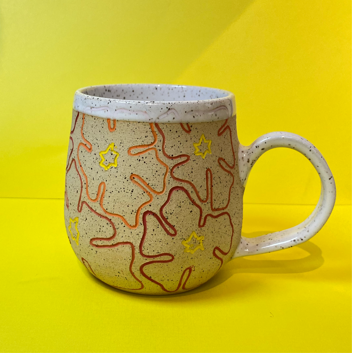 Psychedelic Orange/Red Floral Ceramic Mug