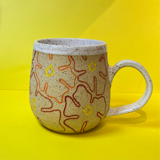 Psychedelic Orange/Red Floral Ceramic Mug