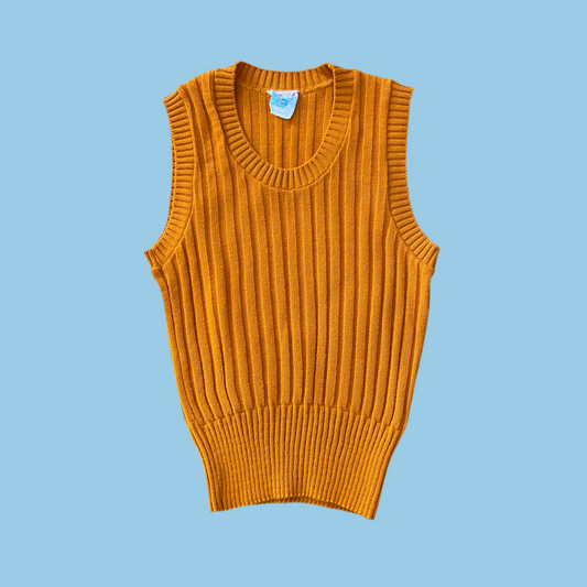 Petite Orange Knit Vest (XS)