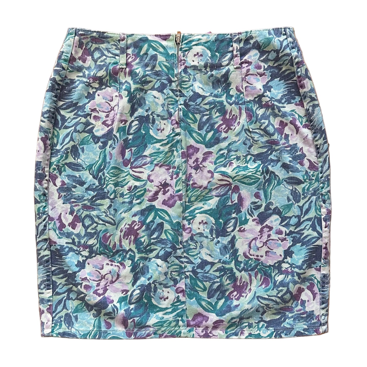 80s Denim Floral Skirt (L)