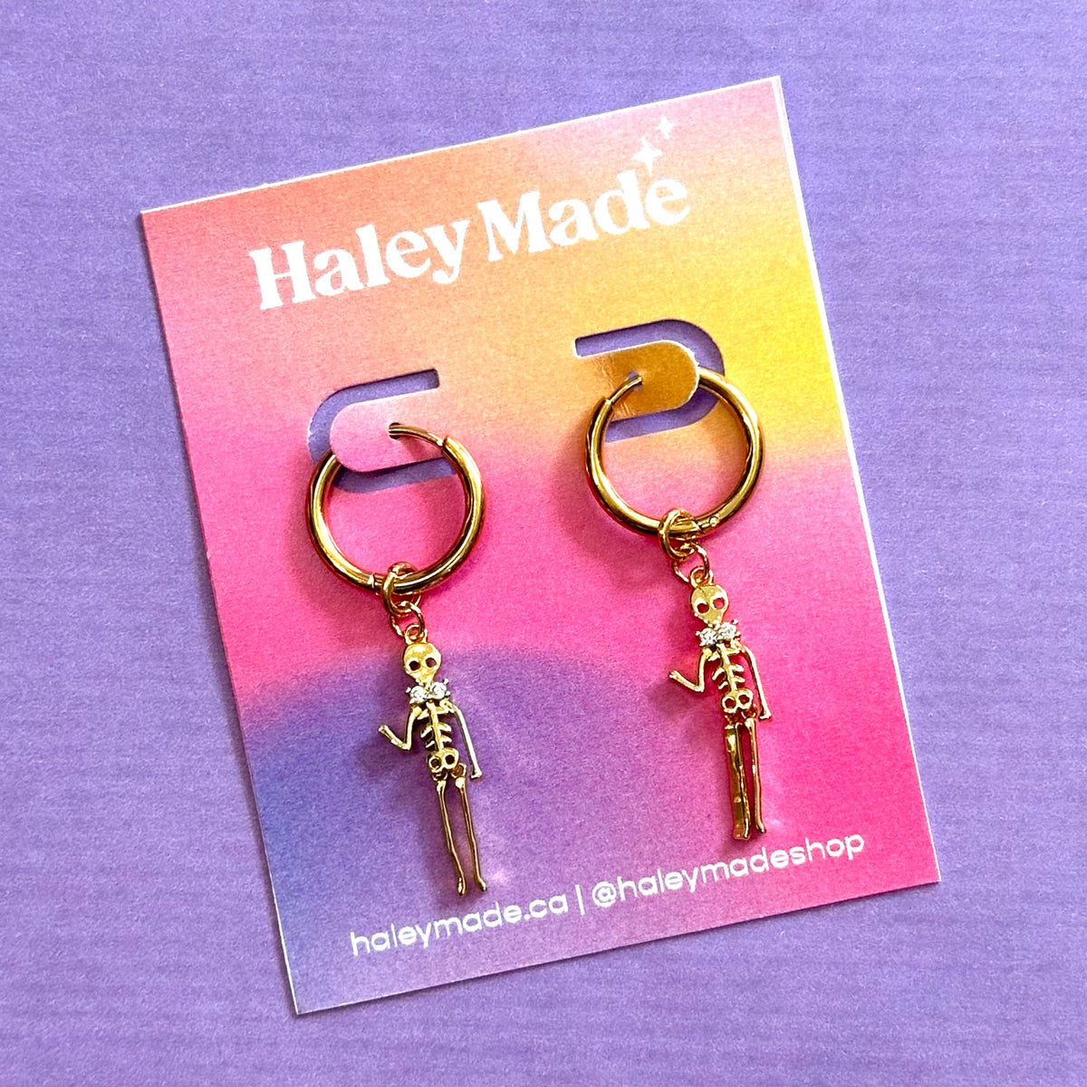 Gemstone Skeleton Earrings