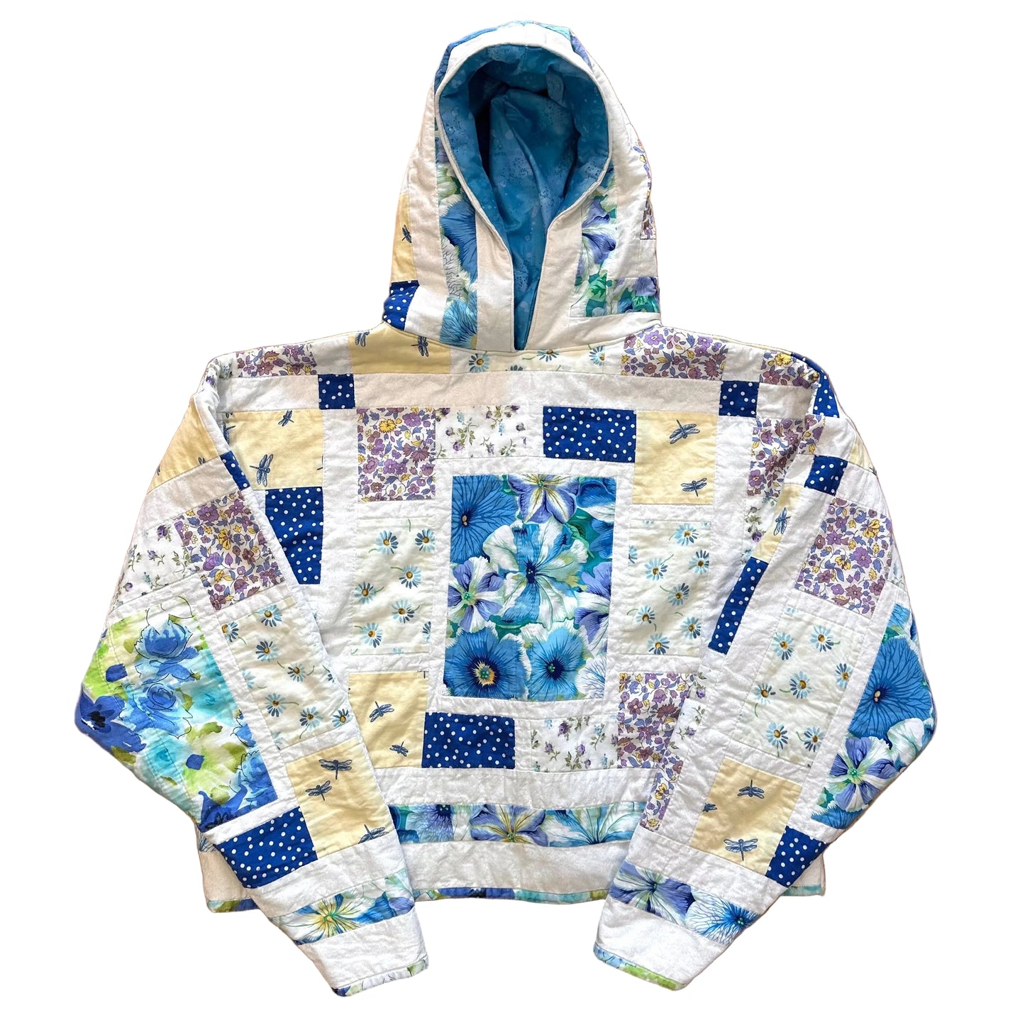 Cropped Patchwork Quilt Hoodie (L)
