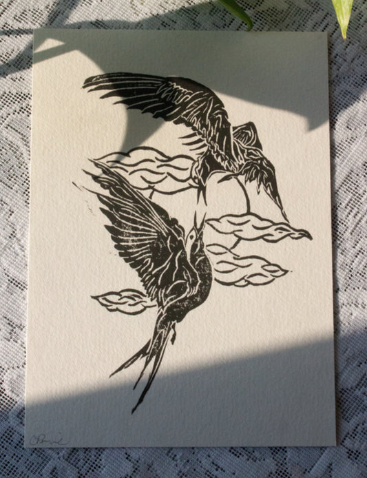 Reverie Linocut Print by Rennie Prints
