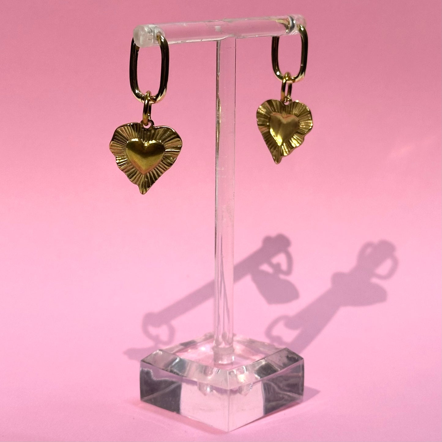 Gold Heart Burst Earrings