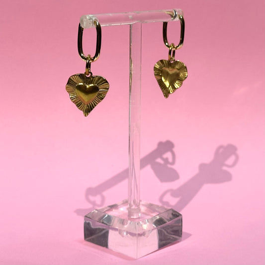 Gold Heart Burst Earrings