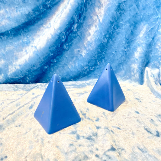 Blue Pyramid Salt And Pepper Shakers