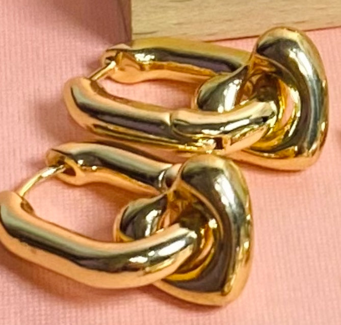 Mixed Feelings Heart Huggie Earrings