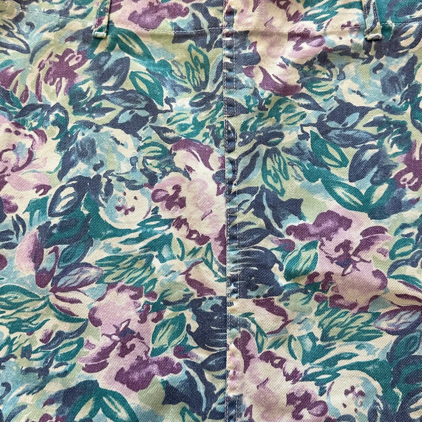 80s Denim Floral Skirt (L)