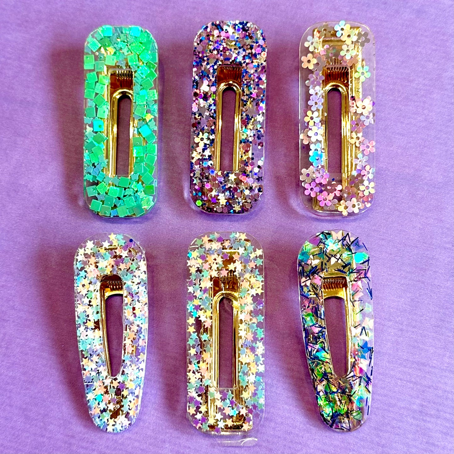 Rainbow Glitter Hairclips