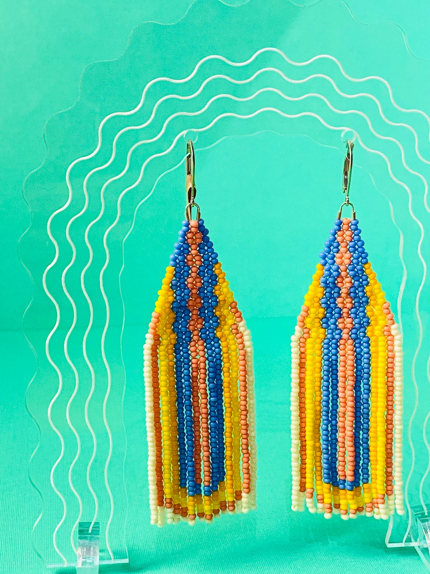 Retro Rainbow Beaded Earrings