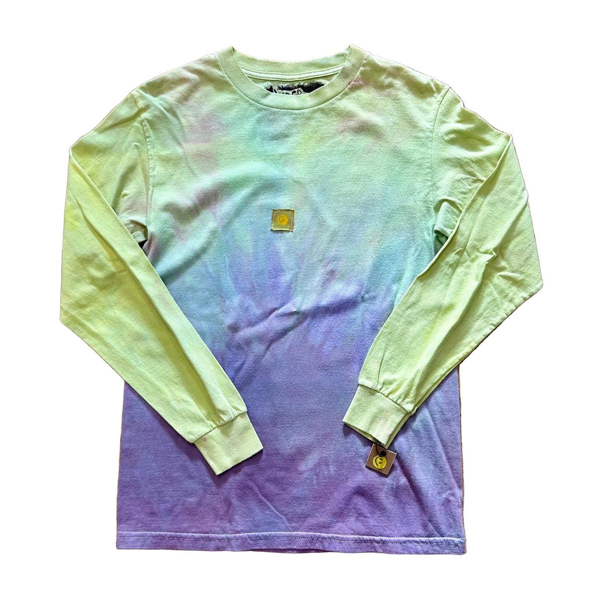 DieDye Mini Smiley Patch Tie-Dye Longsleeve - Purple/Green