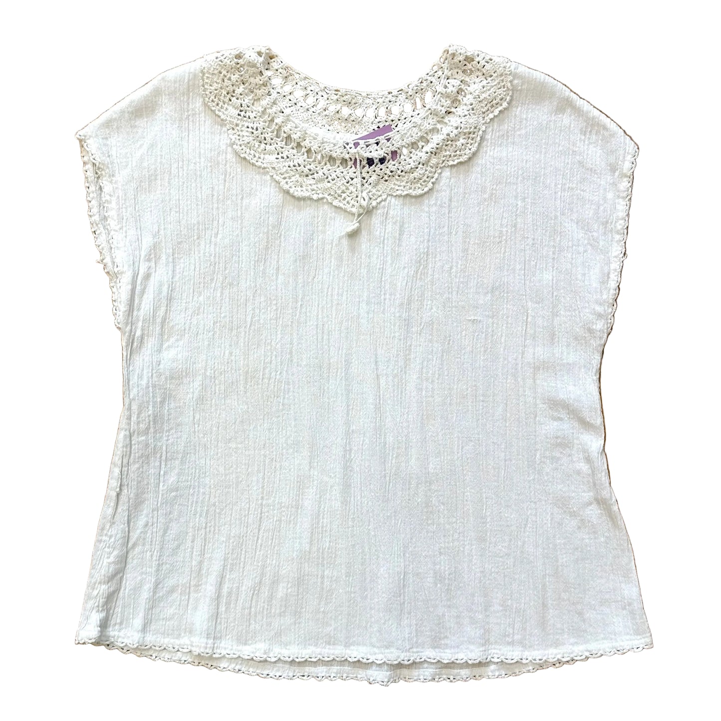70s Eyelet Lace Cotton Top (M)