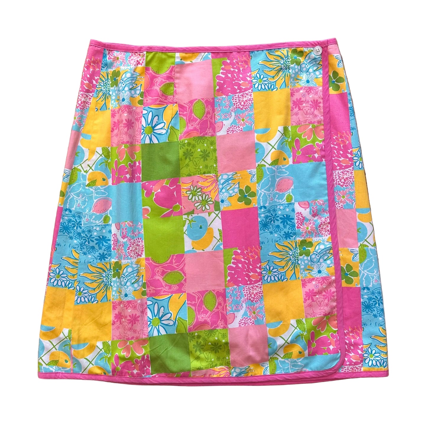 Y2K Bright Floral Wrap Skirt (L)