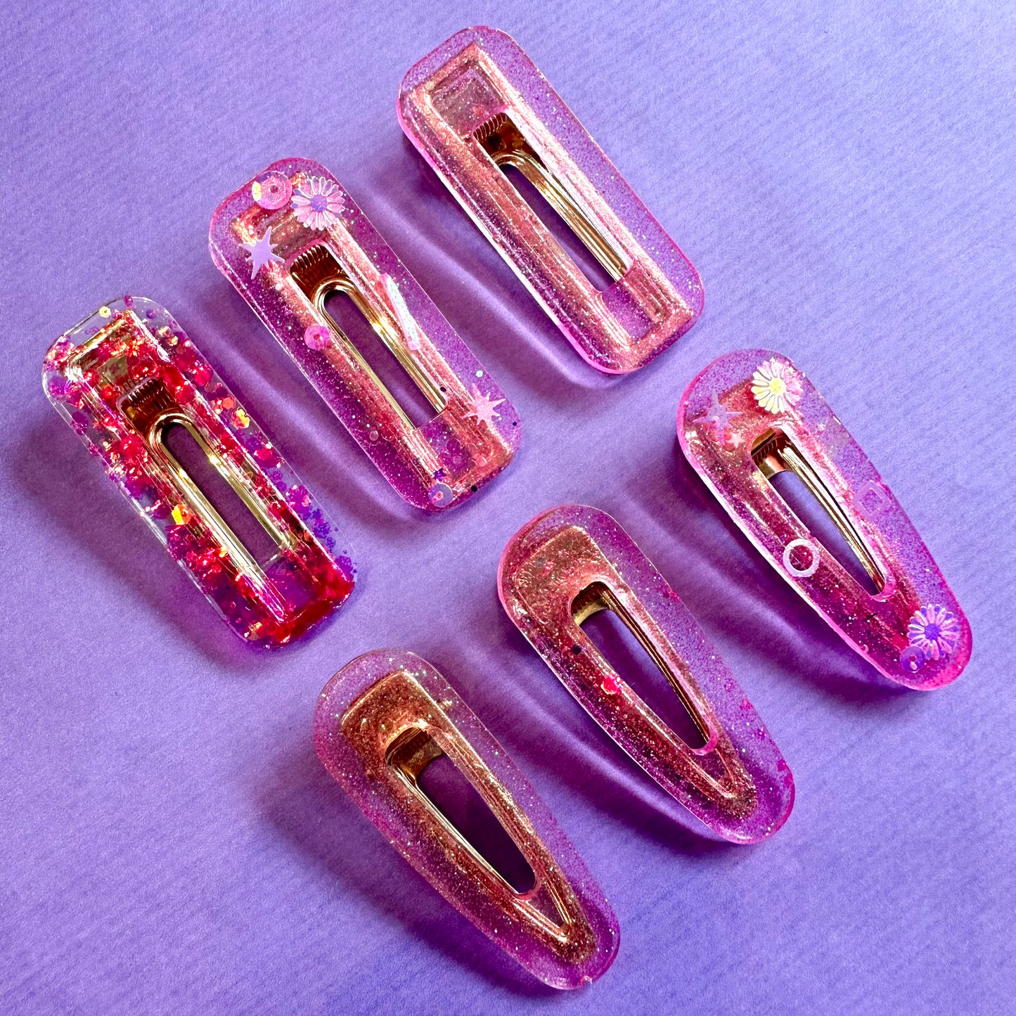 Pink Jelly Glitter Hairclips