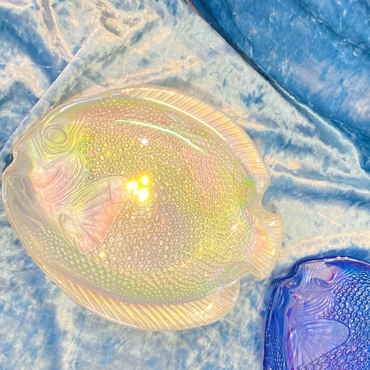 Iridescent Glass Fish Plates - Set of Two