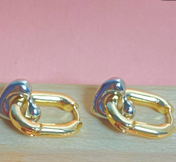 Mixed Feelings Heart Huggie Earrings