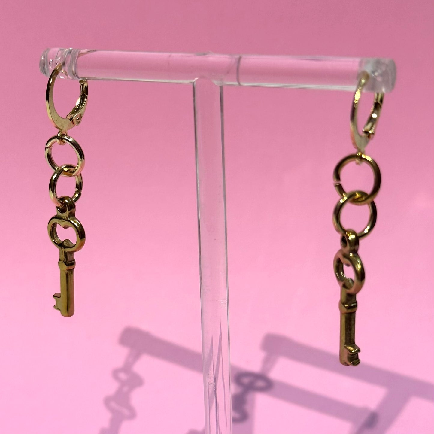 Gold Skeleton Key Earrings