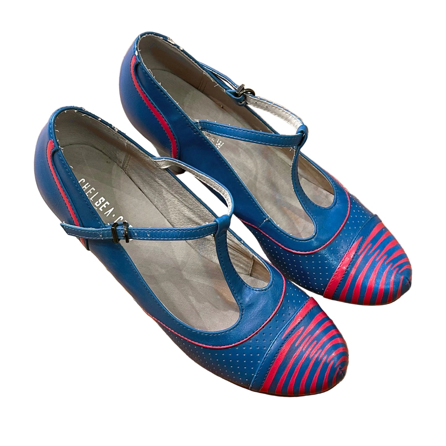 Hot Pink & Blue Zebra Mary Jane Heels (8.5W)