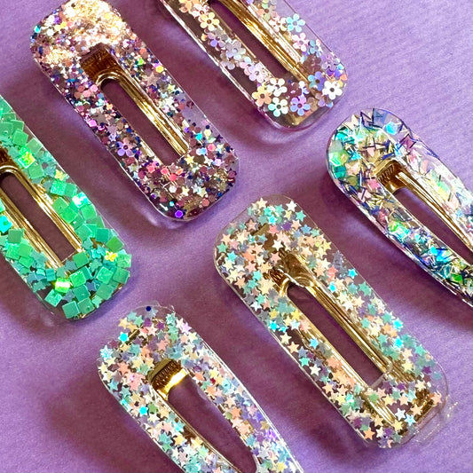 Rainbow Glitter Hairclips
