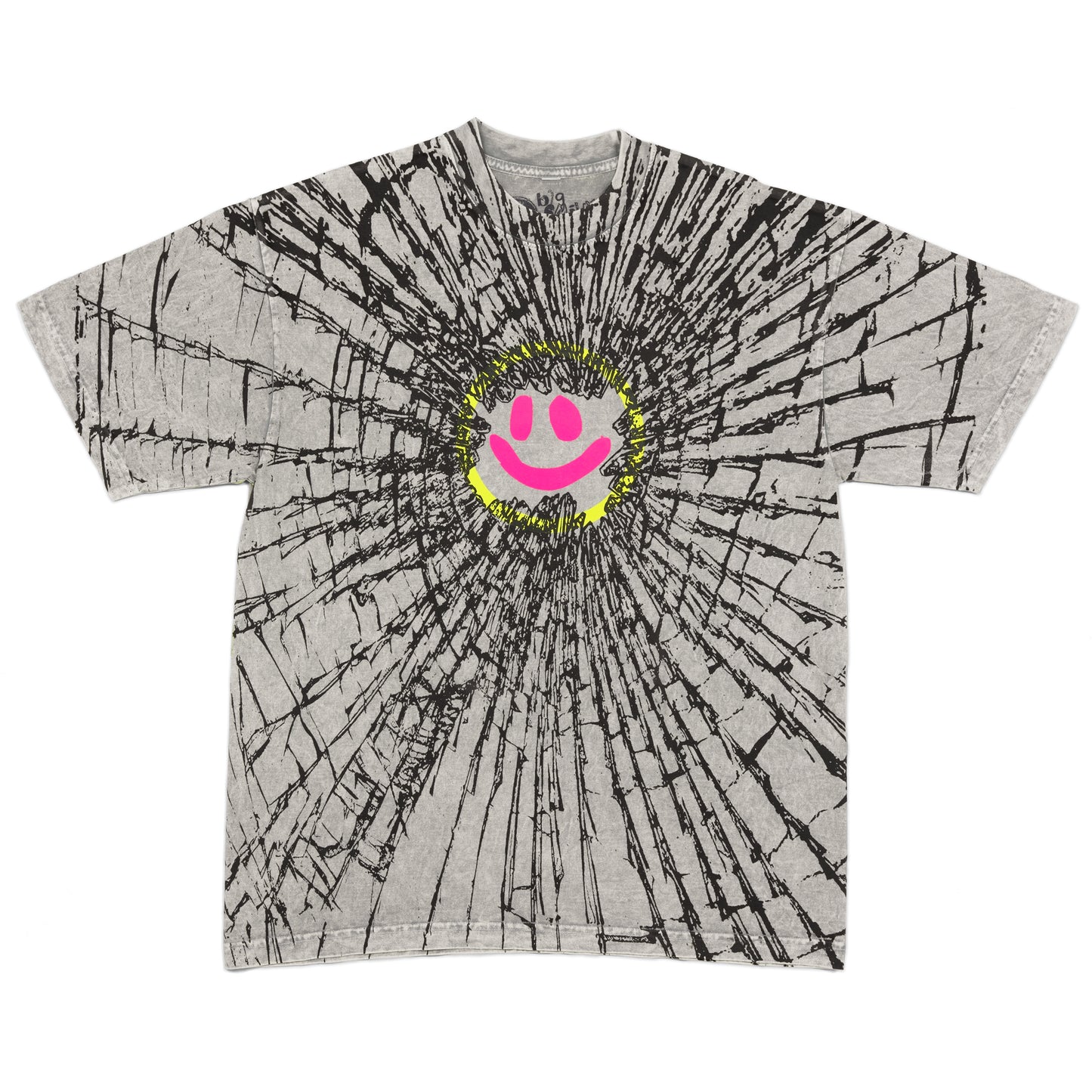 DieDye Smiley T-Shirt - Shattered Grey Glow in the Dark