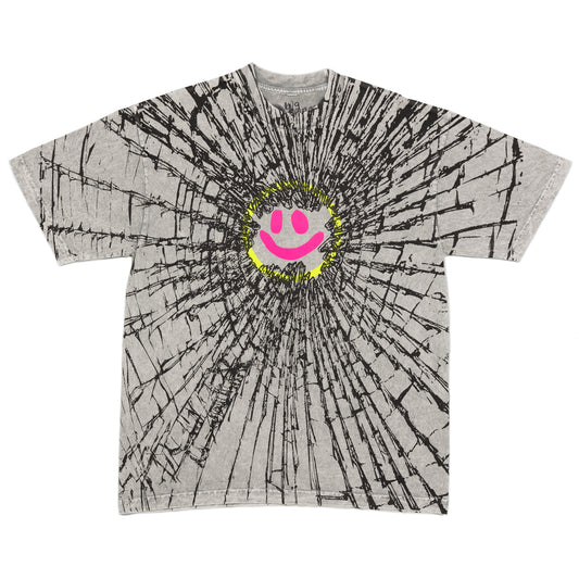 DieDye Smiley T-Shirt - Shattered Grey Glow in the Dark