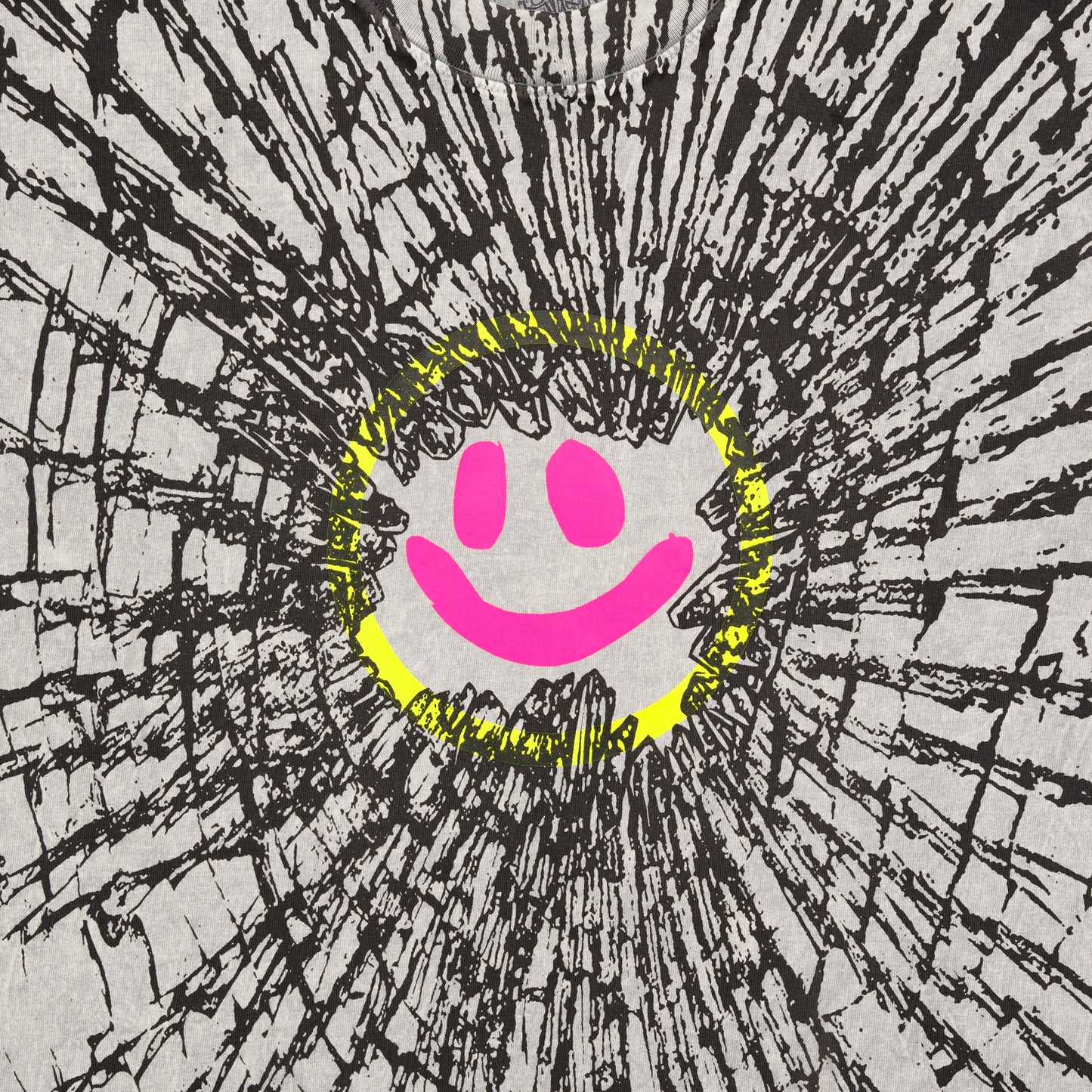 DieDye Smiley T-Shirt - Shattered Grey Glow in the Dark
