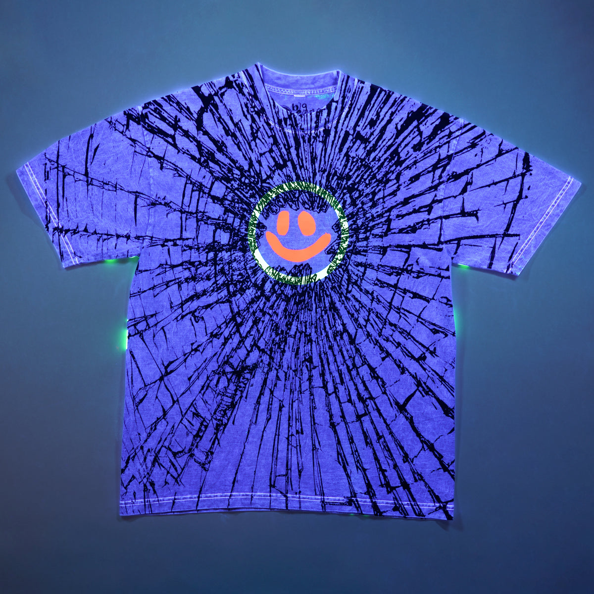 DieDye Smiley T-Shirt - Shattered Grey Glow in the Dark