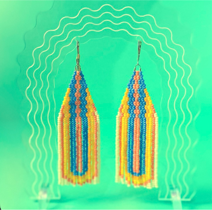 Retro Rainbow Beaded Earrings