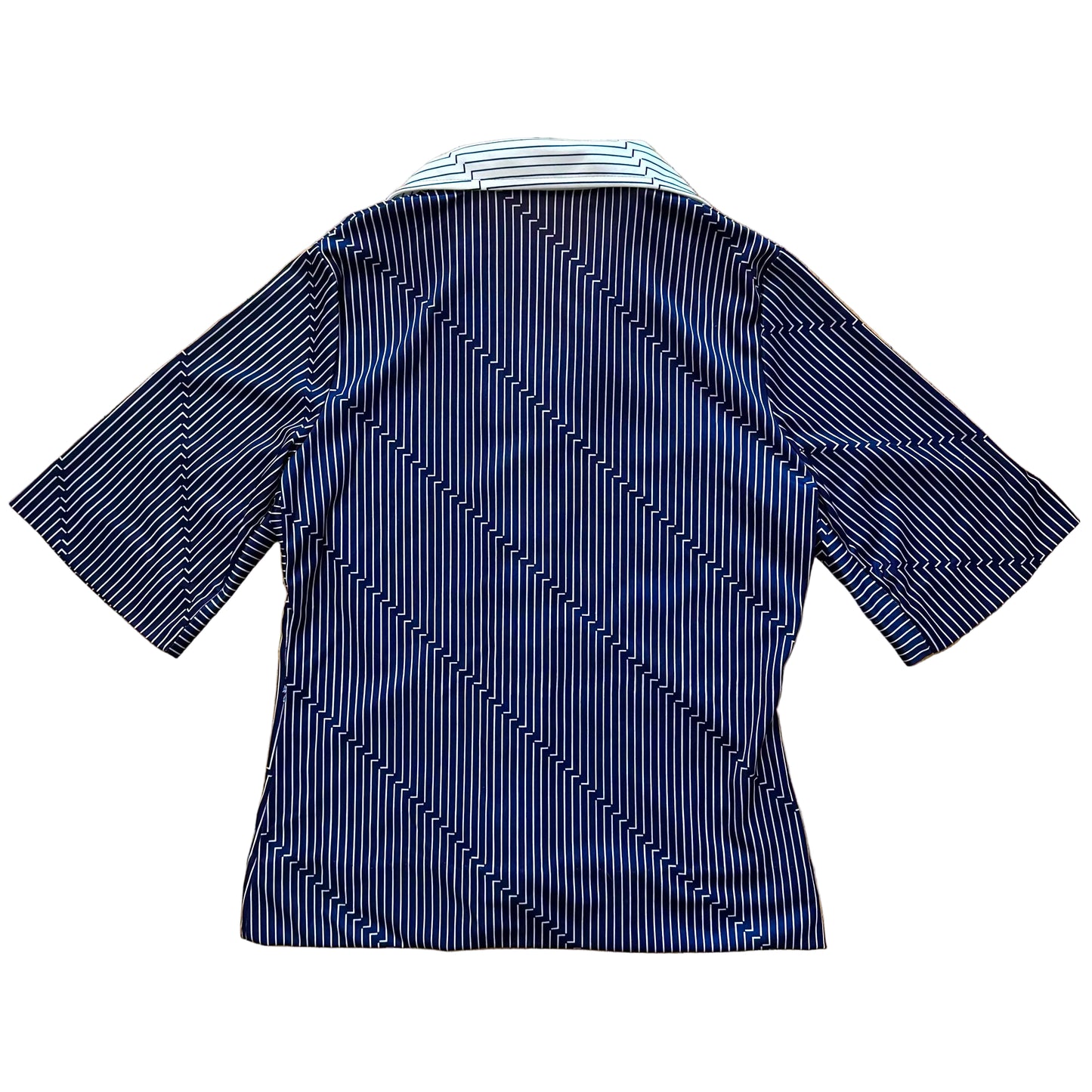 70s Contrast Pinstripe Buttoned Top (M)