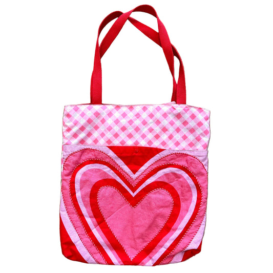 Pink Heart Gingham Totebag