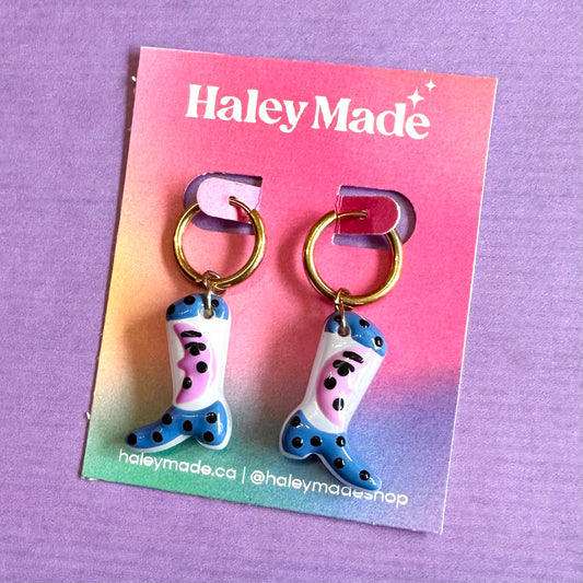 Moon Cowboy Boots Earrings
